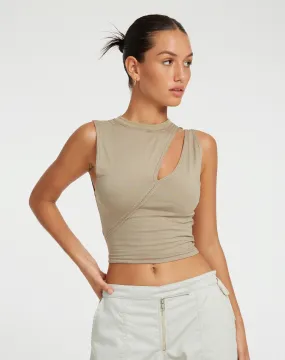 Min Cutout Crop Top in London Fog