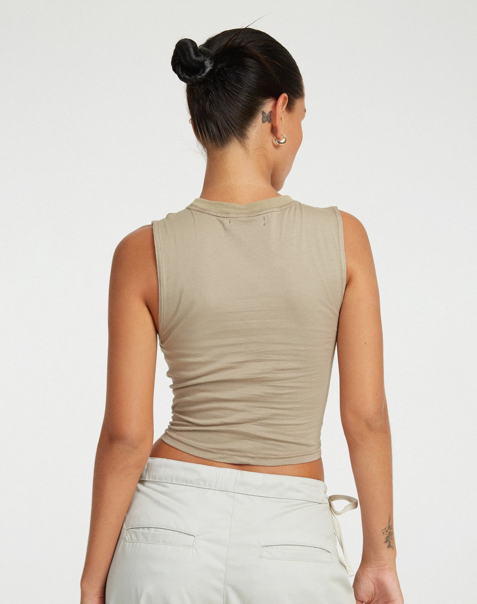 Min Cutout Crop Top in London Fog