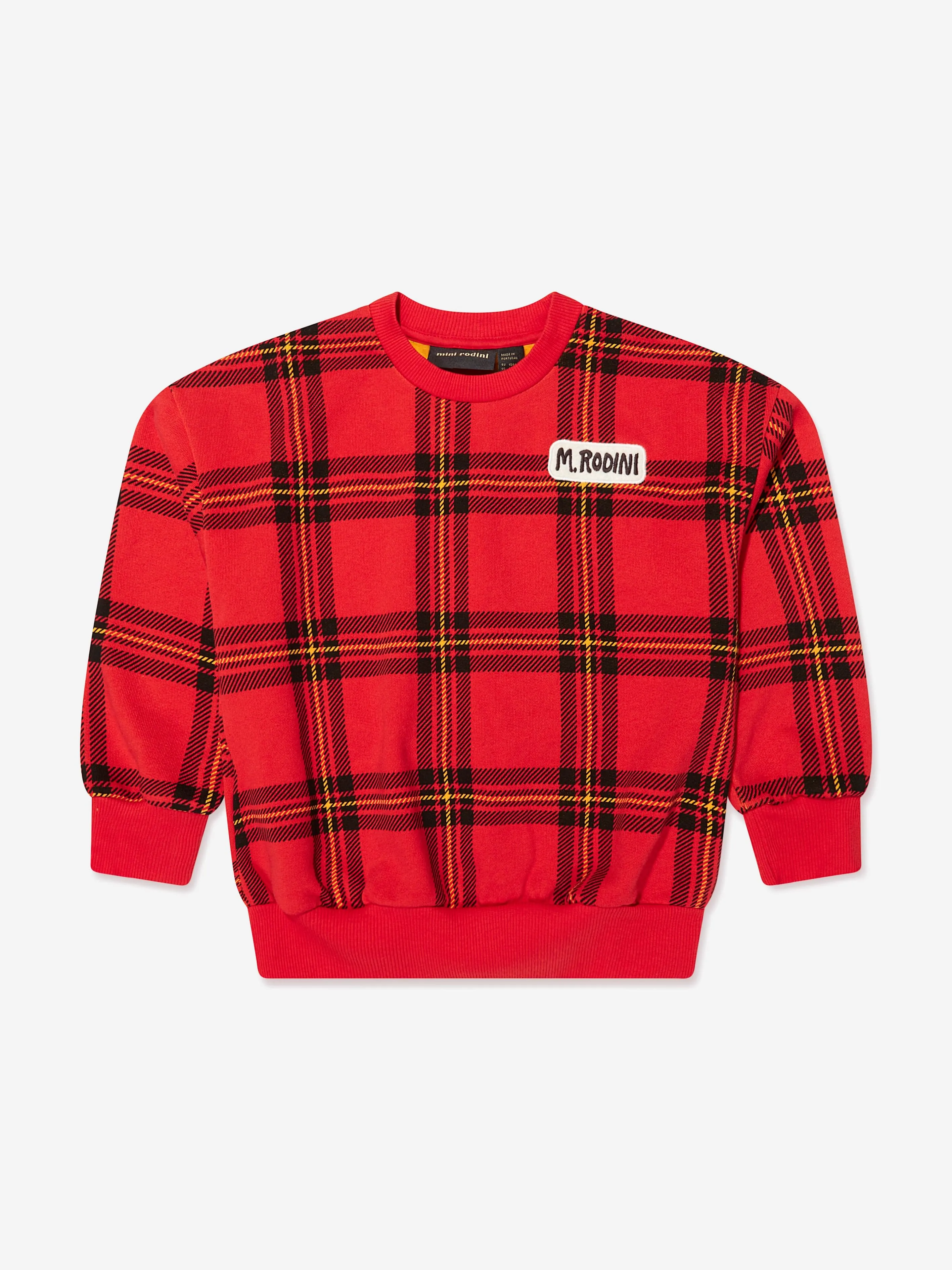 Mini Rodini Kids Organic Cotton Check Sweatshirt in Red