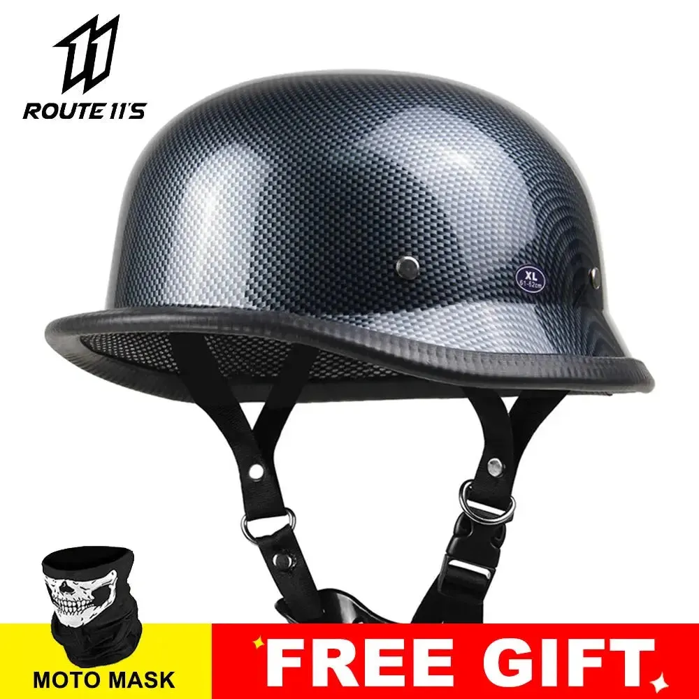 Motorcycle Helmet Leather Helmet for Motorcycle BLACK Motorcycle Open Face Half Helmet Retro Moto Helmet Summer Casco Moto DOT