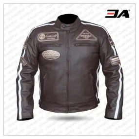 Motorcycle Leather Jacket Brown in Antique Retro style Biker Jacket Motorcycle Jacket Chopper