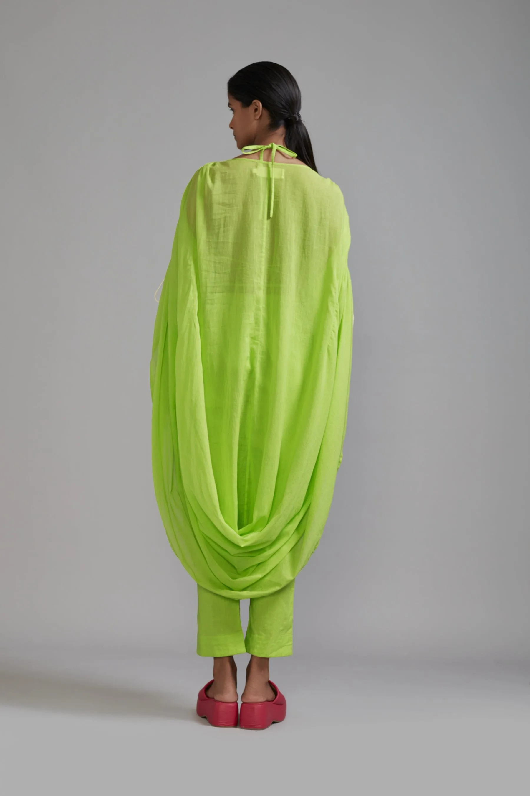 Neon Green Gathered Cowl Tunic