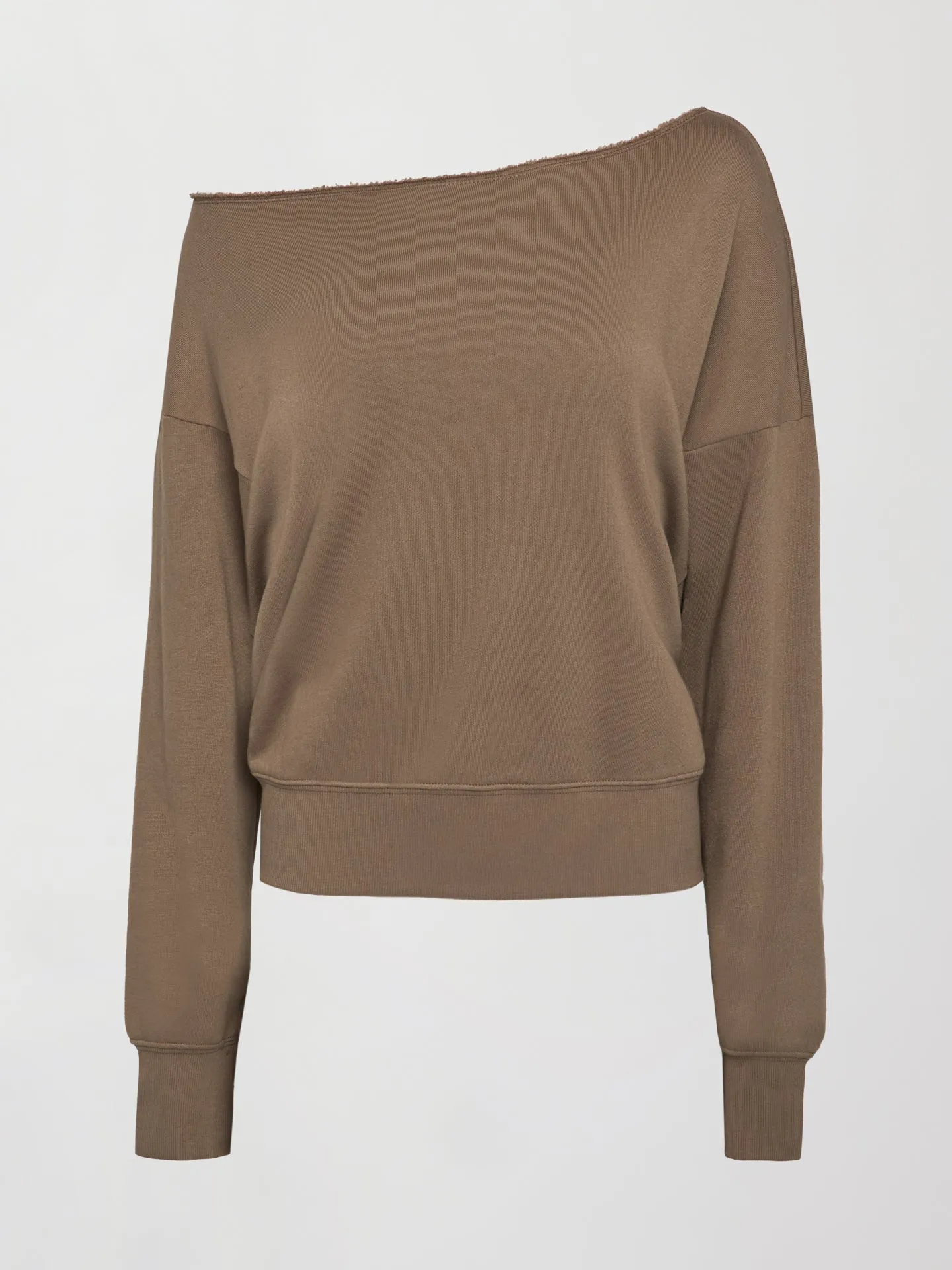 Off Shoulder Sweatshirt in French Terry - Caribou