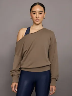 Off Shoulder Sweatshirt in French Terry - Caribou