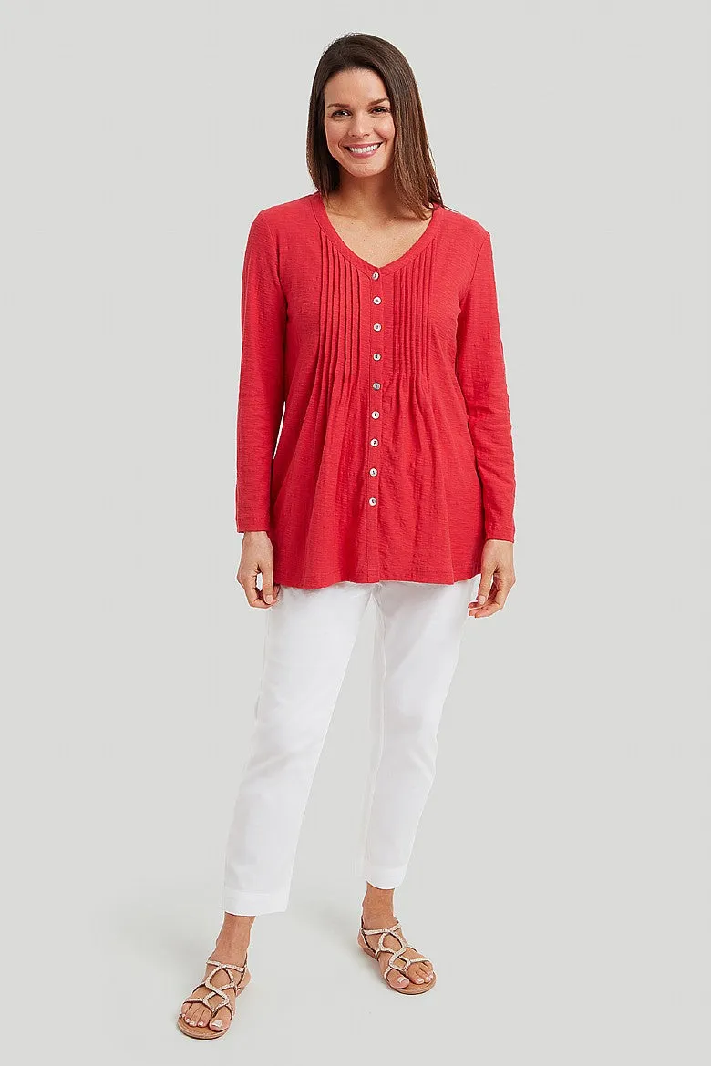 Organic Cotton Slub Riven Tunic – Red