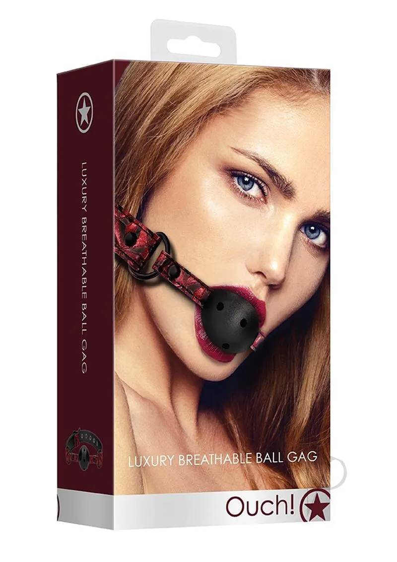 Ouch Luxury Breathable Ball Gag Burgundy