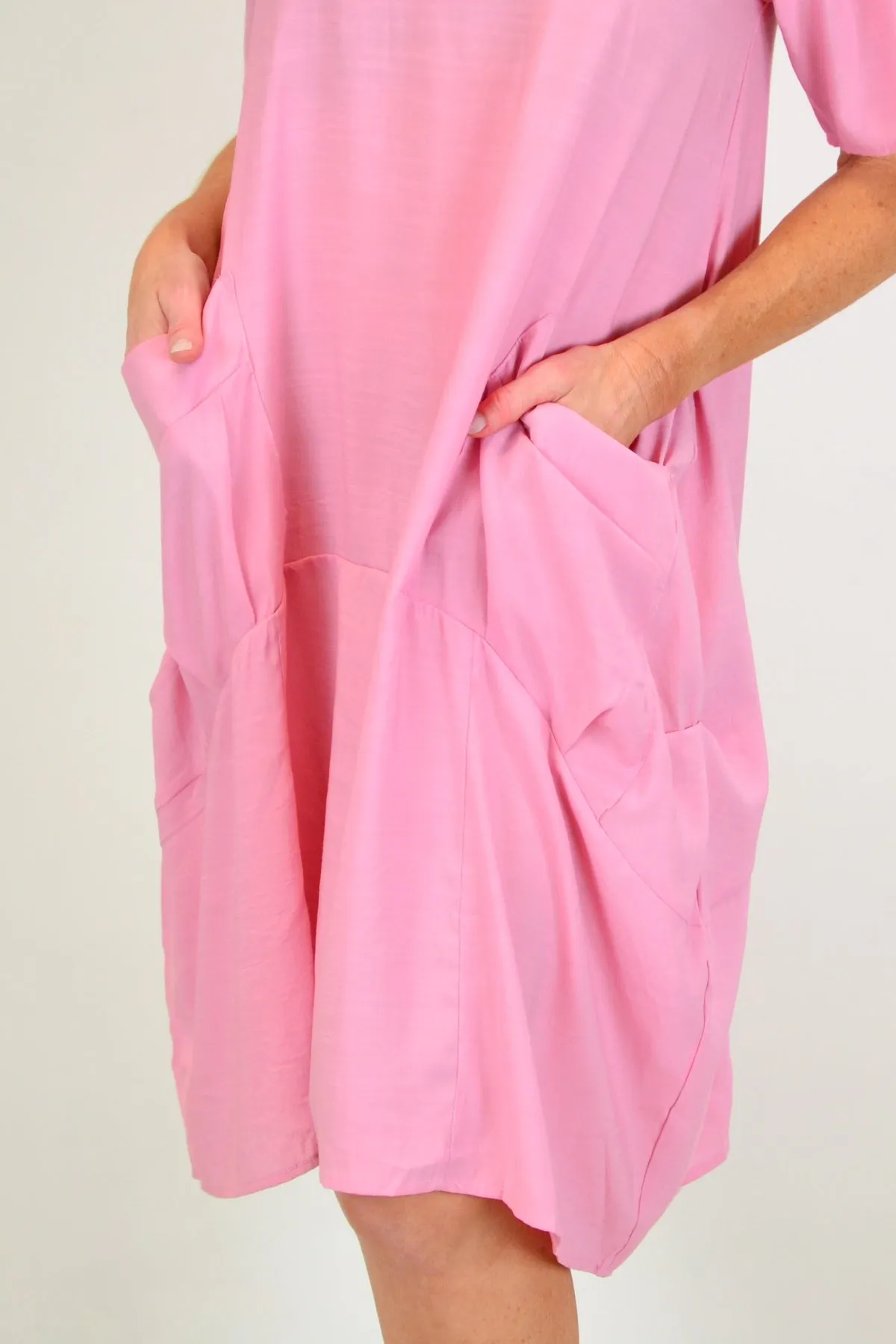 Pink Big Pocket Shift Tunic Dress