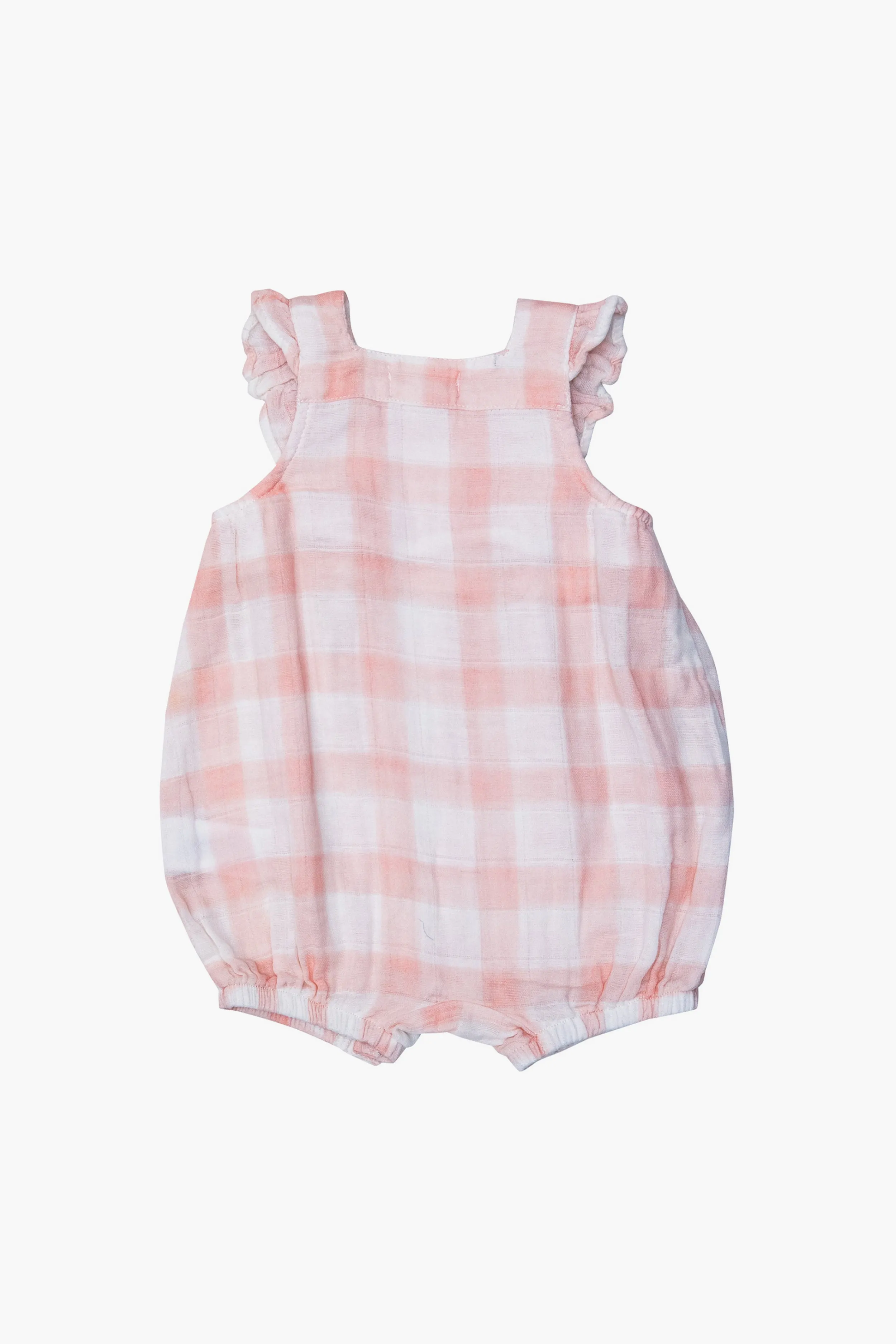 Pink Painted Gingham Smocked Front Overall Shortie