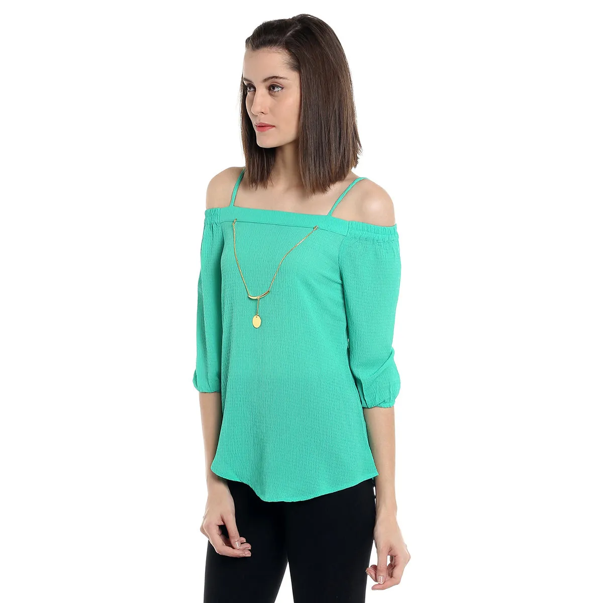 Plain Green Top with shoulder strap