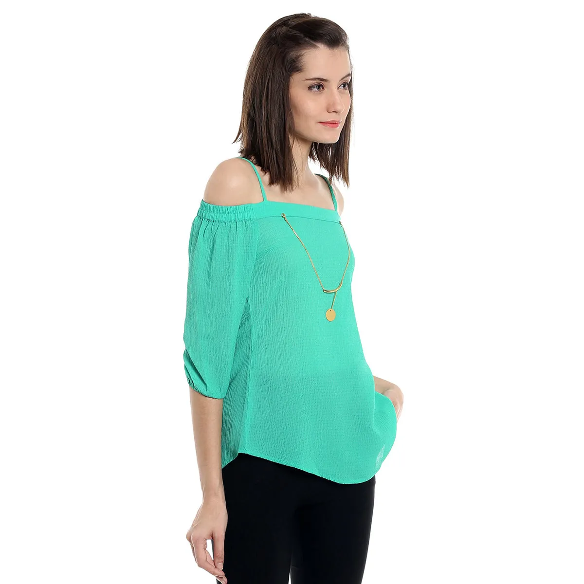 Plain Green Top with shoulder strap