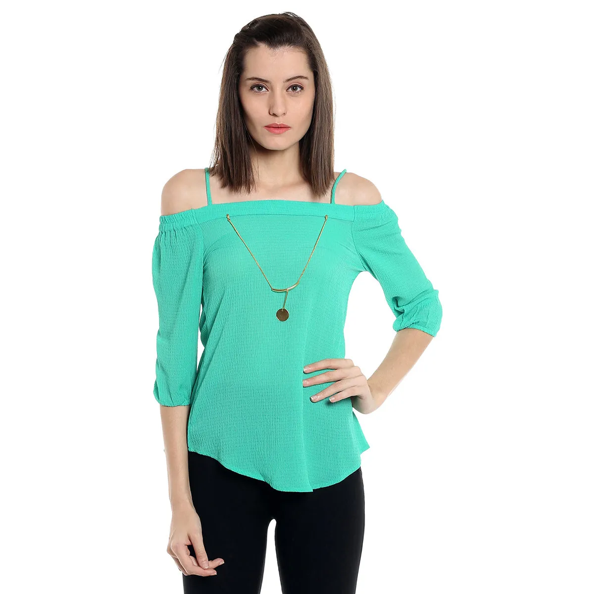 Plain Green Top with shoulder strap