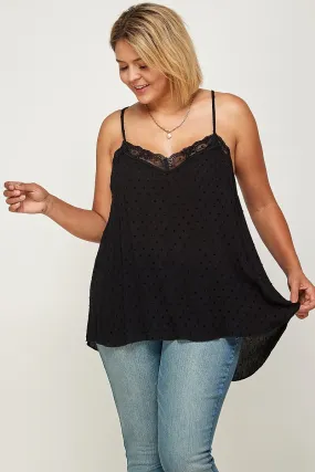 Plus Size, Clip Dot Solid Cami Tunic