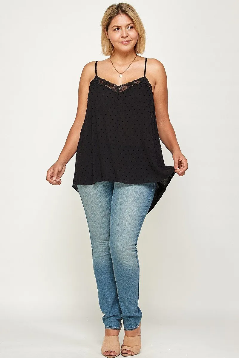 Plus Size, Clip Dot Solid Cami Tunic