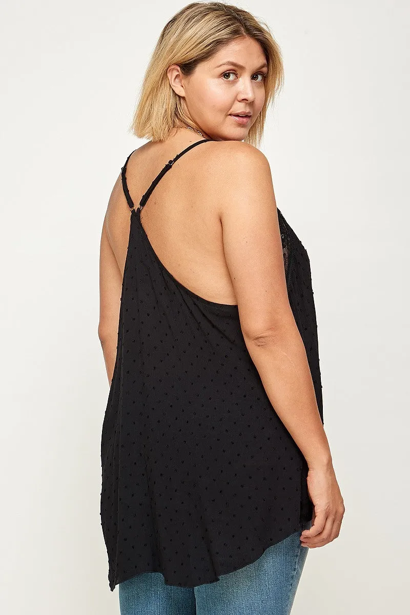 Plus Size, Clip Dot Solid Cami Tunic