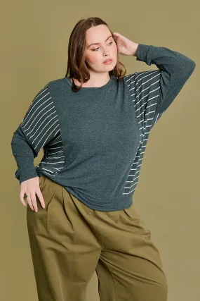 Plus Size Striped Long Sleeve Sweatshirt