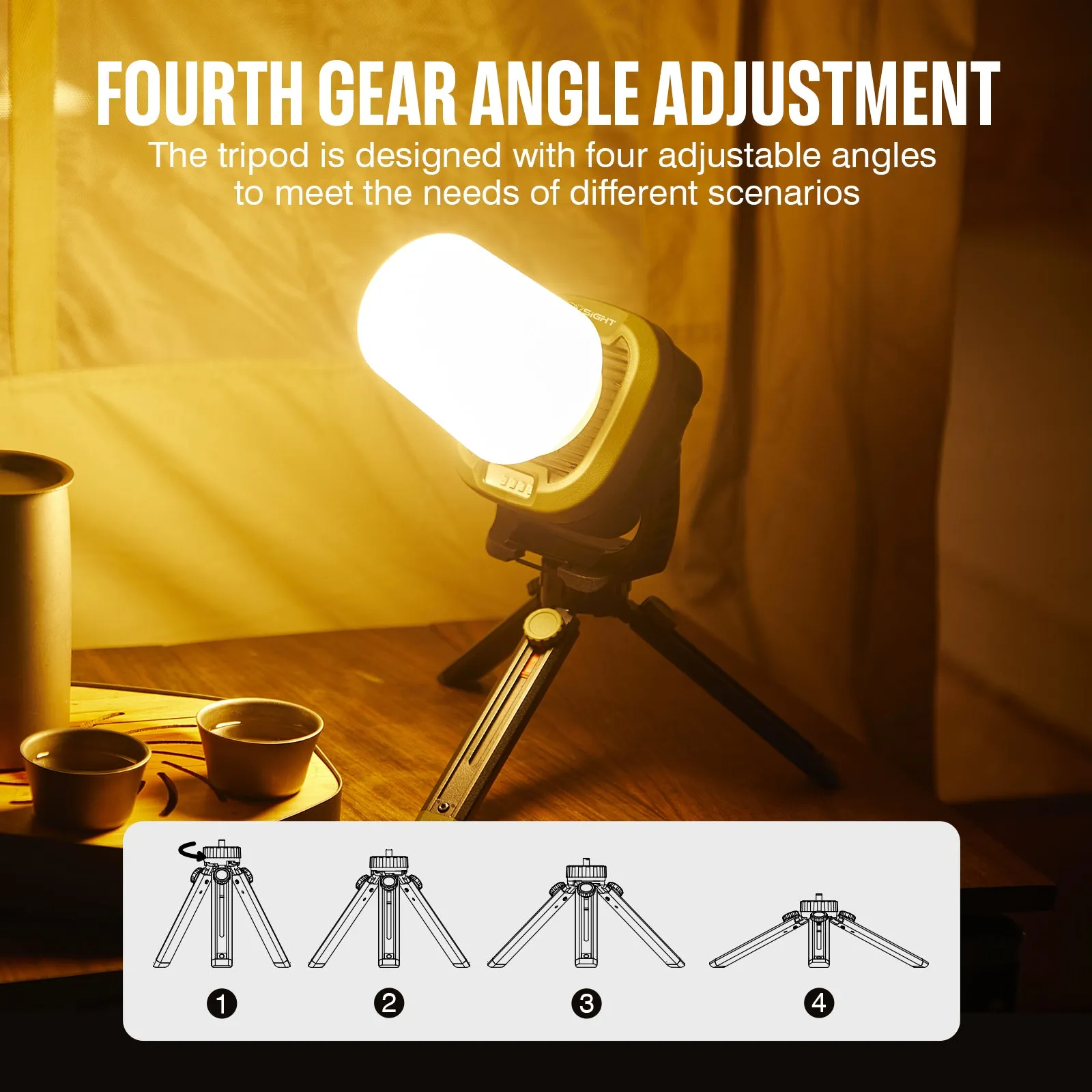 Portable LED Work Light Tripod 1/4 Spiral Portable Stand With Universal Shaft Extension Rod