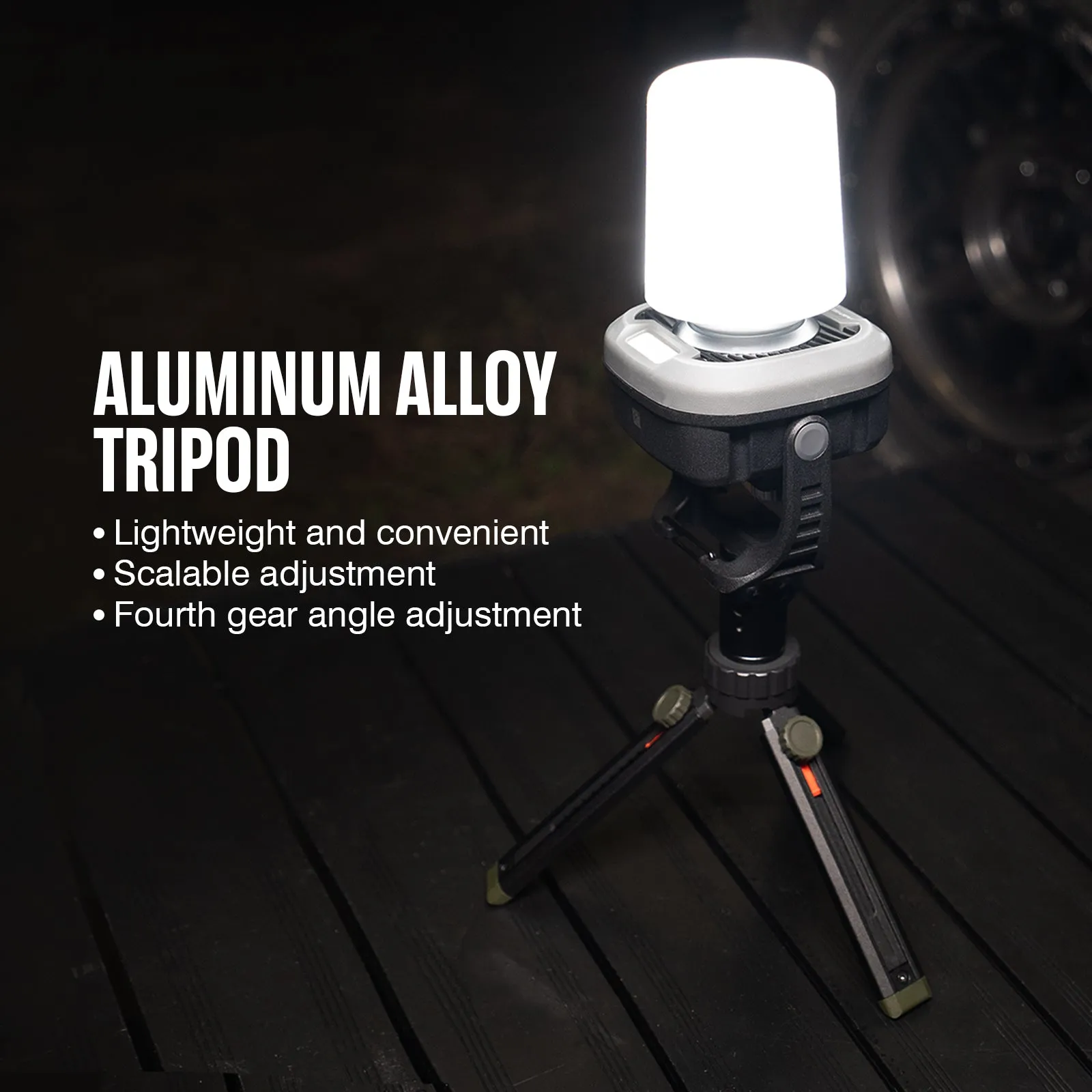 Portable LED Work Light Tripod 1/4 Spiral Portable Stand With Universal Shaft Extension Rod