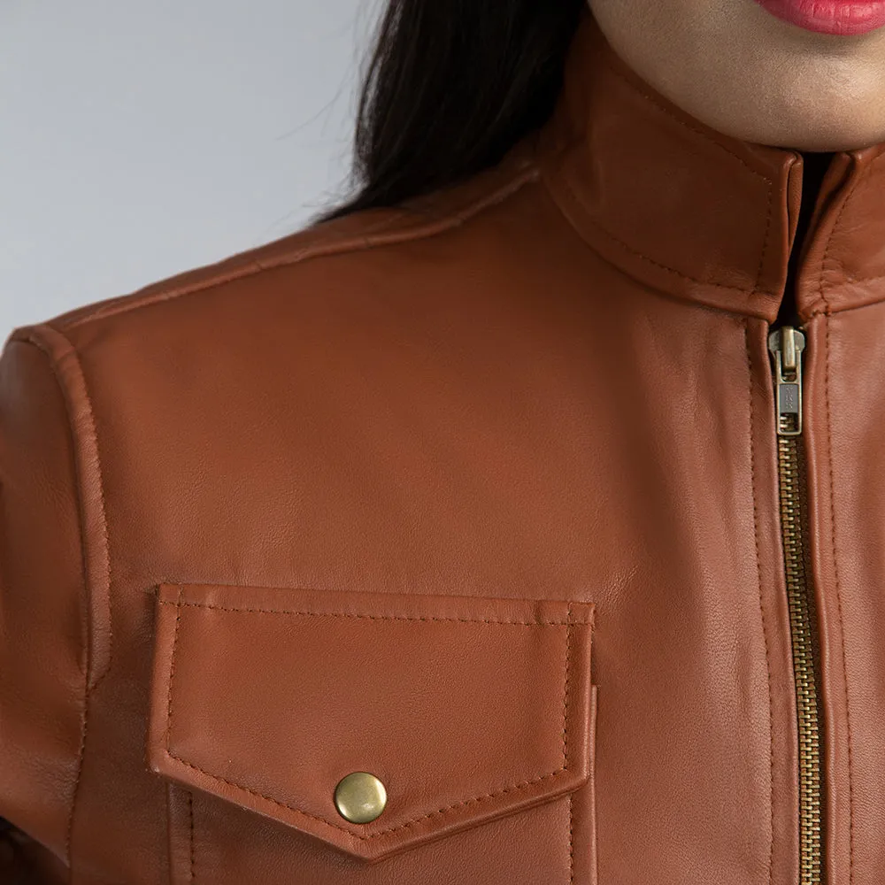 Rachel Brown Leather Jacket