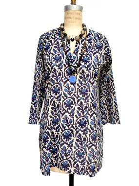 Raja Cotton Tunic Teal Batik