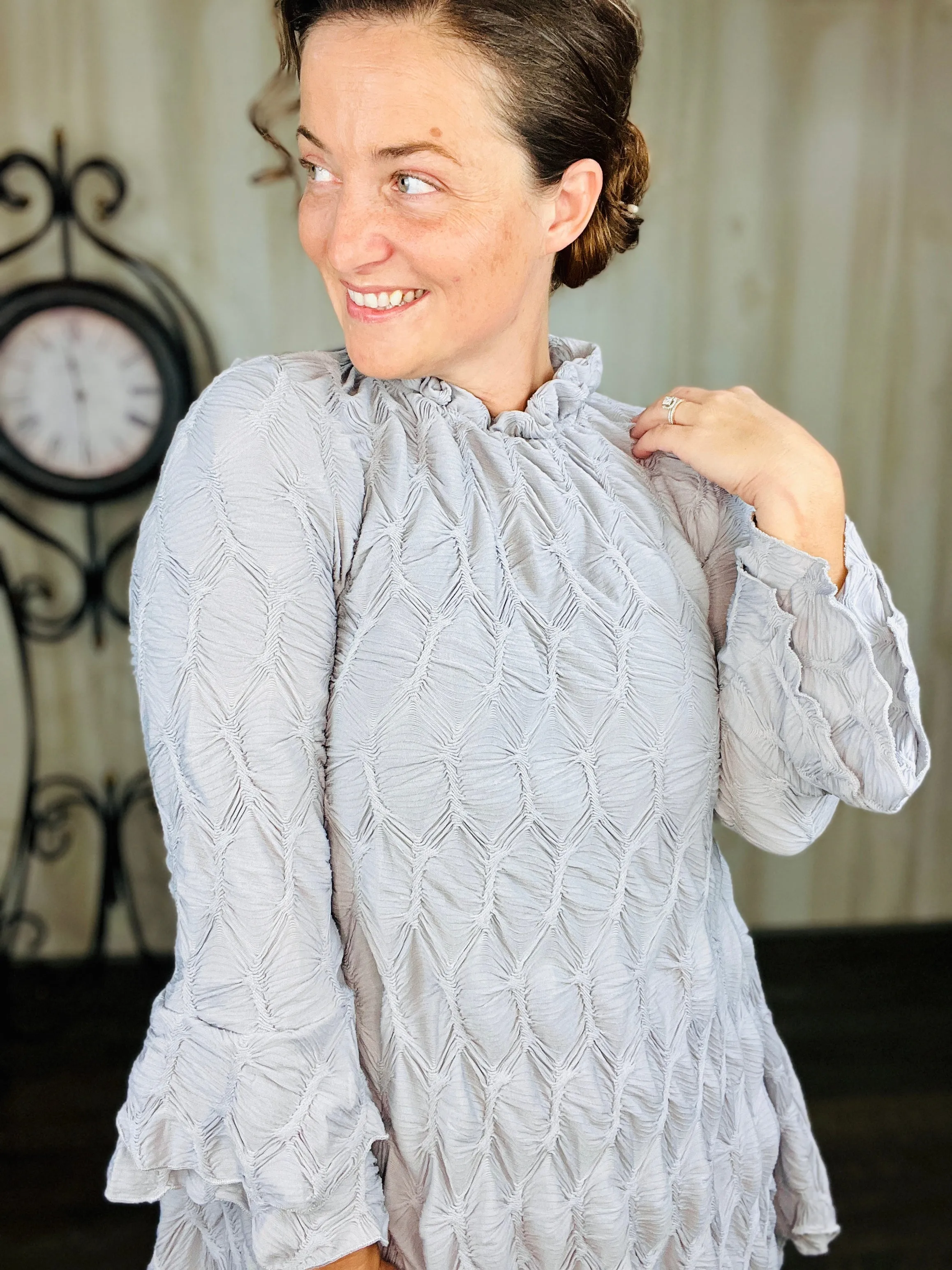 Regina Textured Tunic- Gray