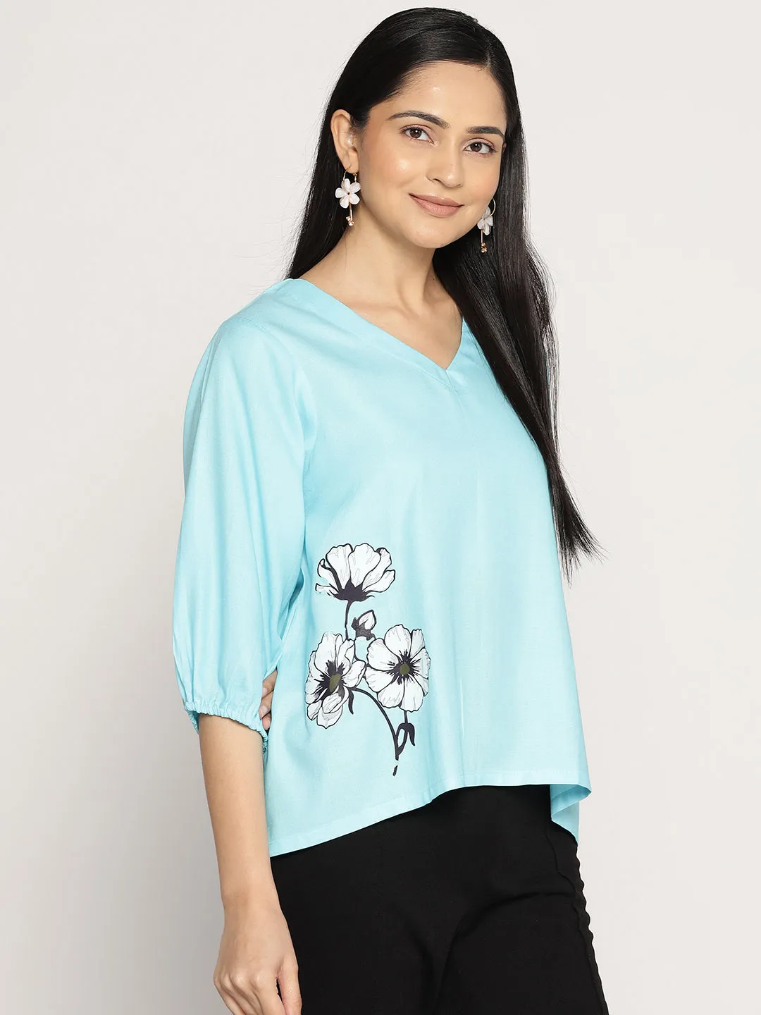 Skyblue Rayon Top - FoliageFusion