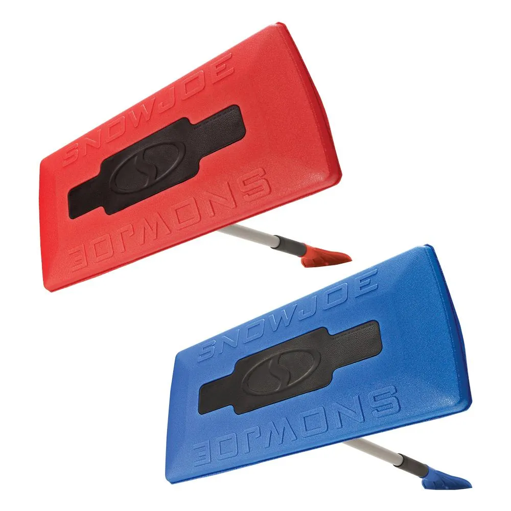 Snow Joe SJBLZD-JMB2-RED 2-Pack Jumbo Telescoping Snow Broom   Ice Scraper, Blue/Red