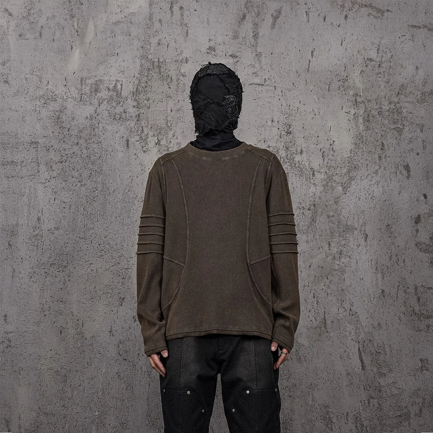 Strapped Sleeve Sweatshirt Brown