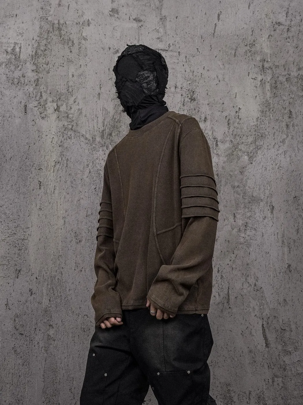 Strapped Sleeve Sweatshirt Brown