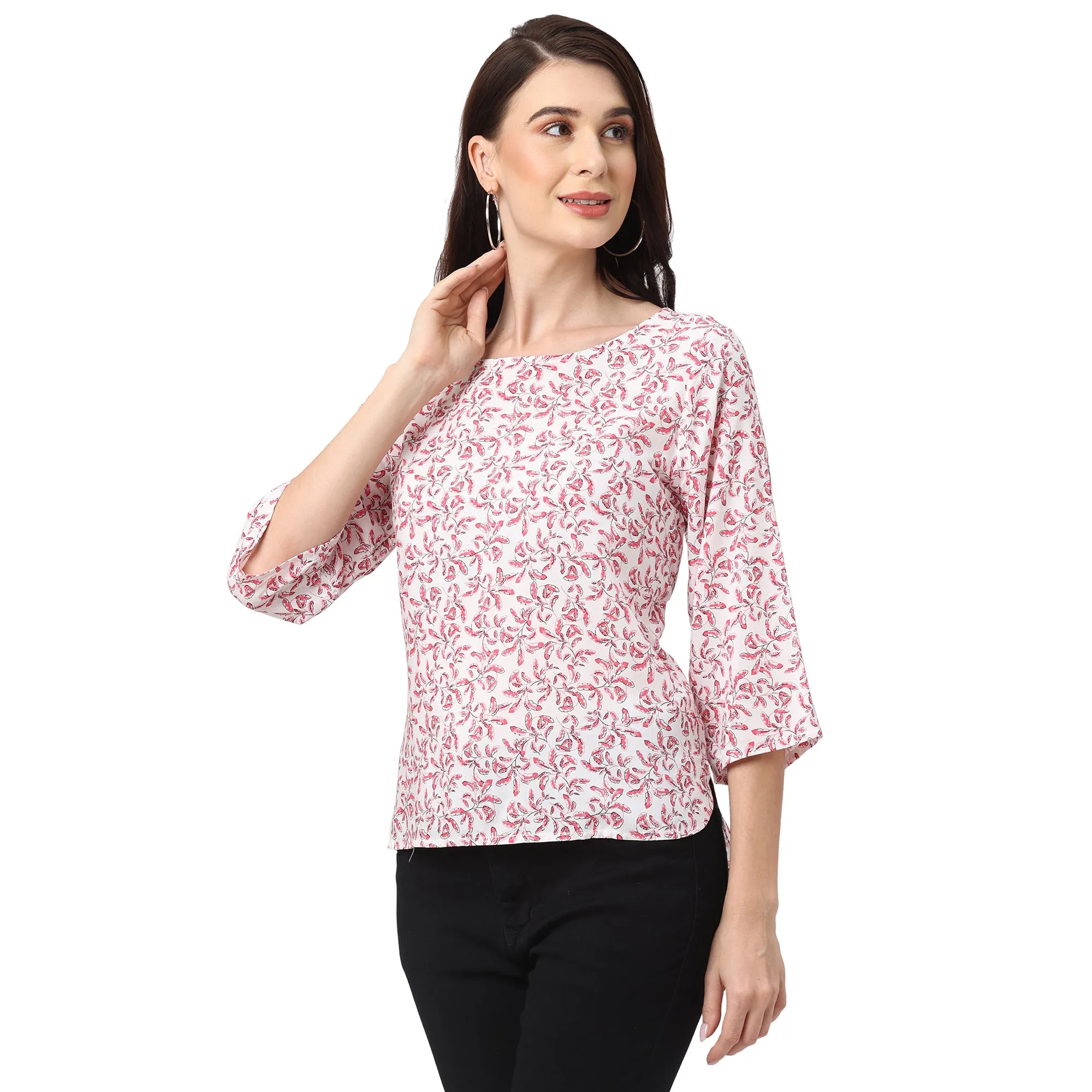 Stylish Pink Floral Western Top for Women