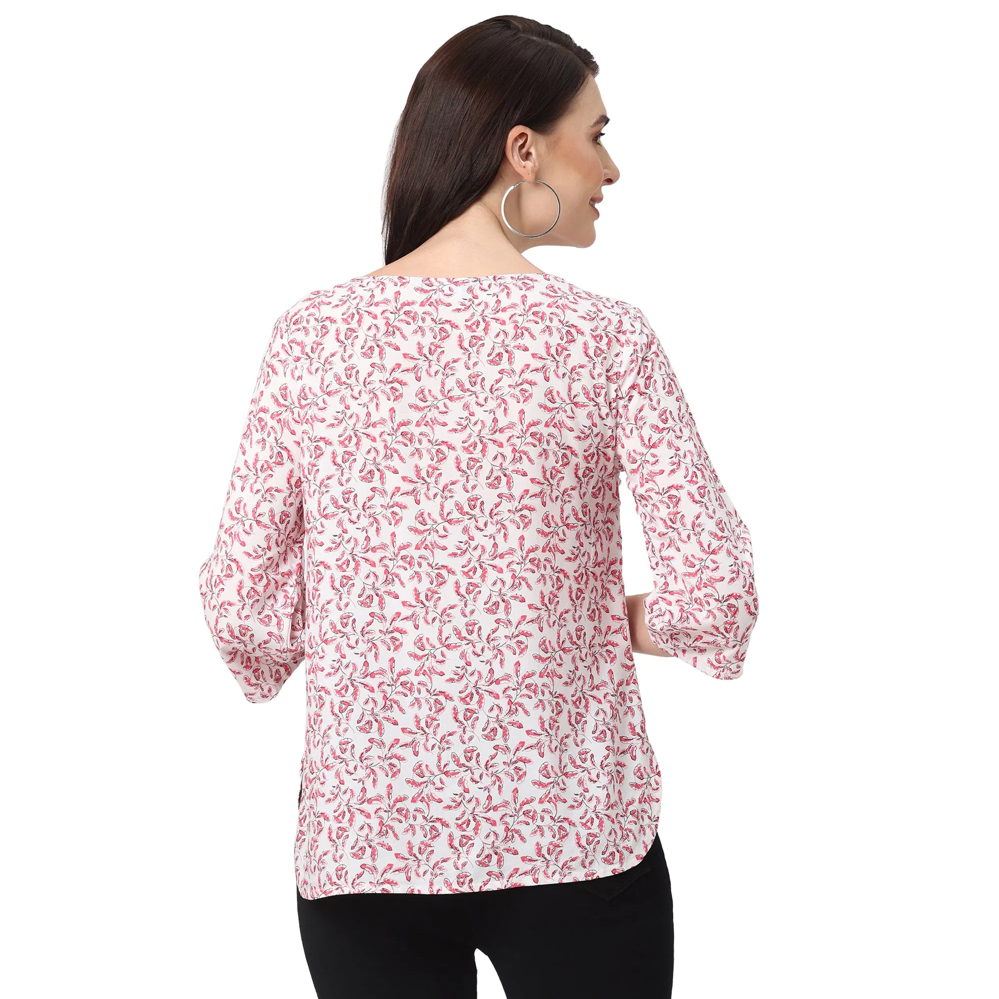 Stylish Pink Floral Western Top for Women