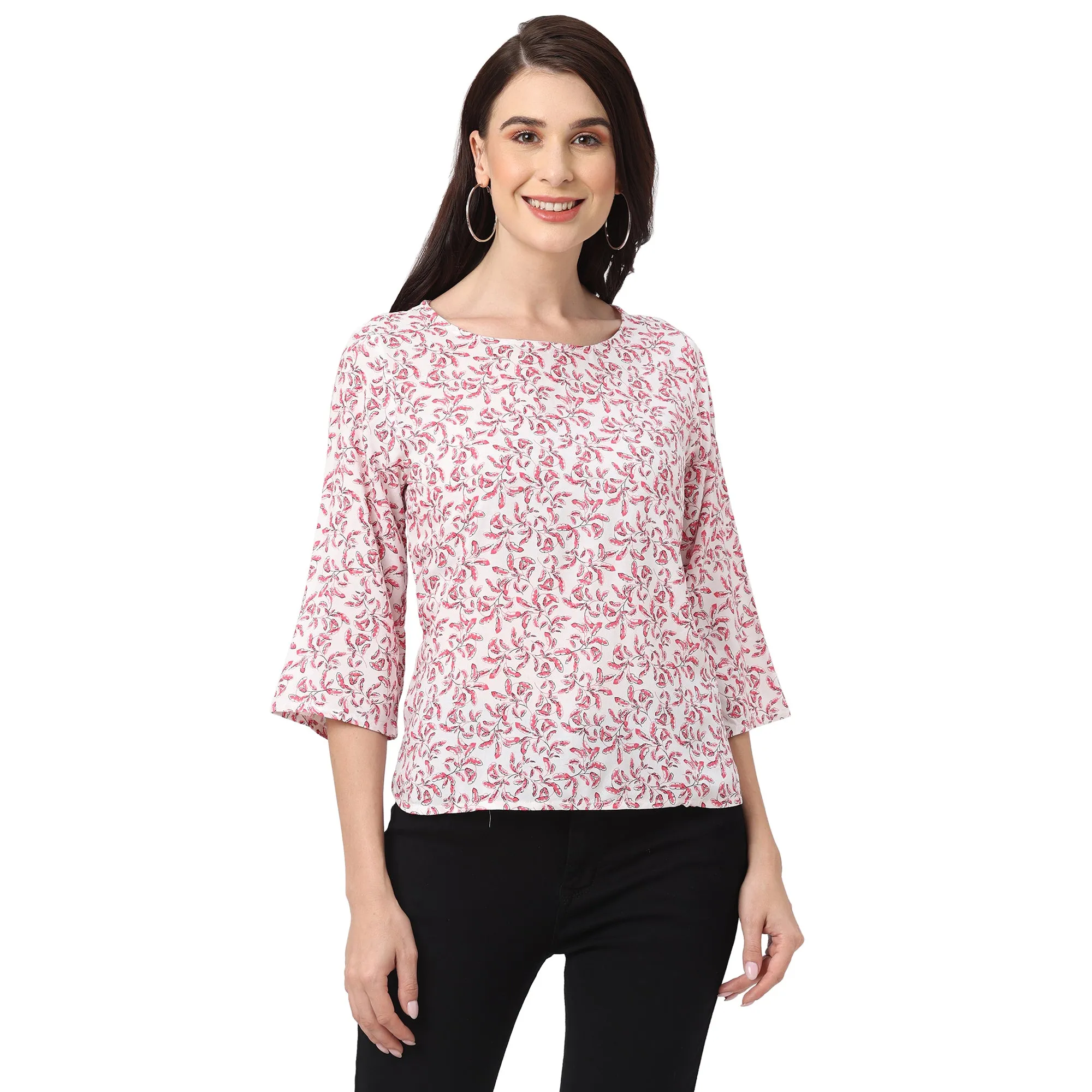 Stylish Pink Floral Western Top for Women