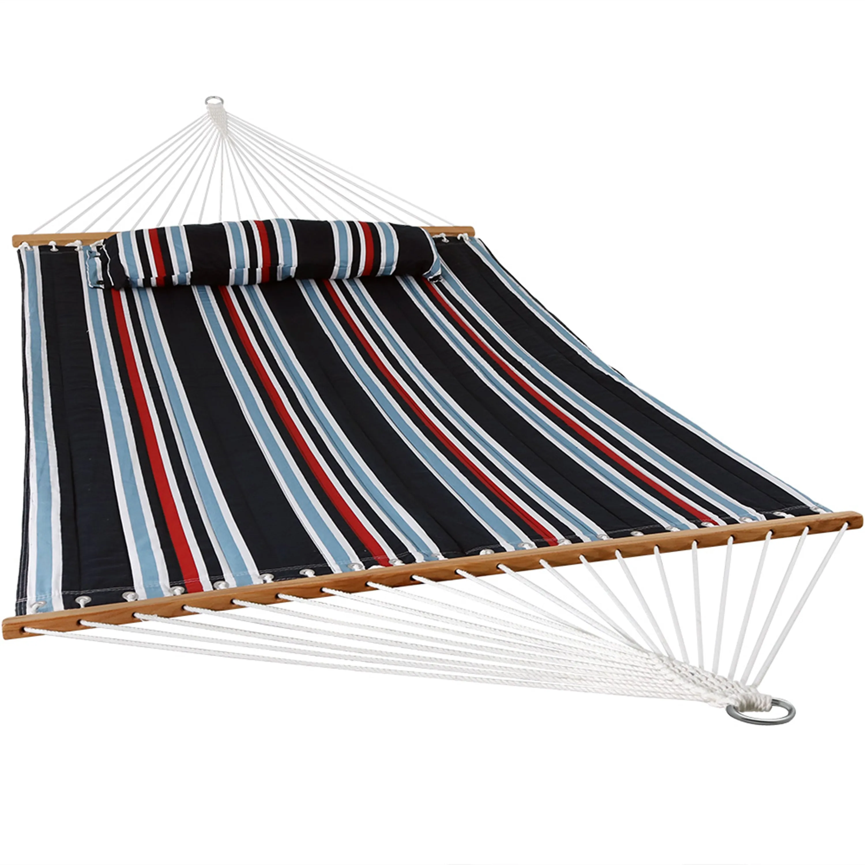 Sunnydaze 2-Person Quilted Fabric Double Hammock with Pillow