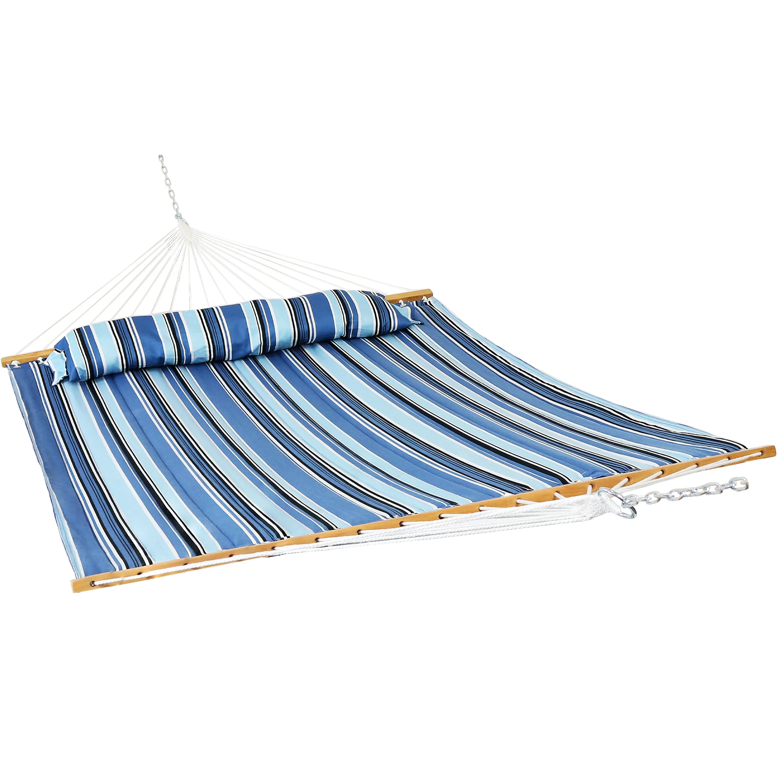 Sunnydaze 2-Person Quilted Fabric Double Hammock with Pillow