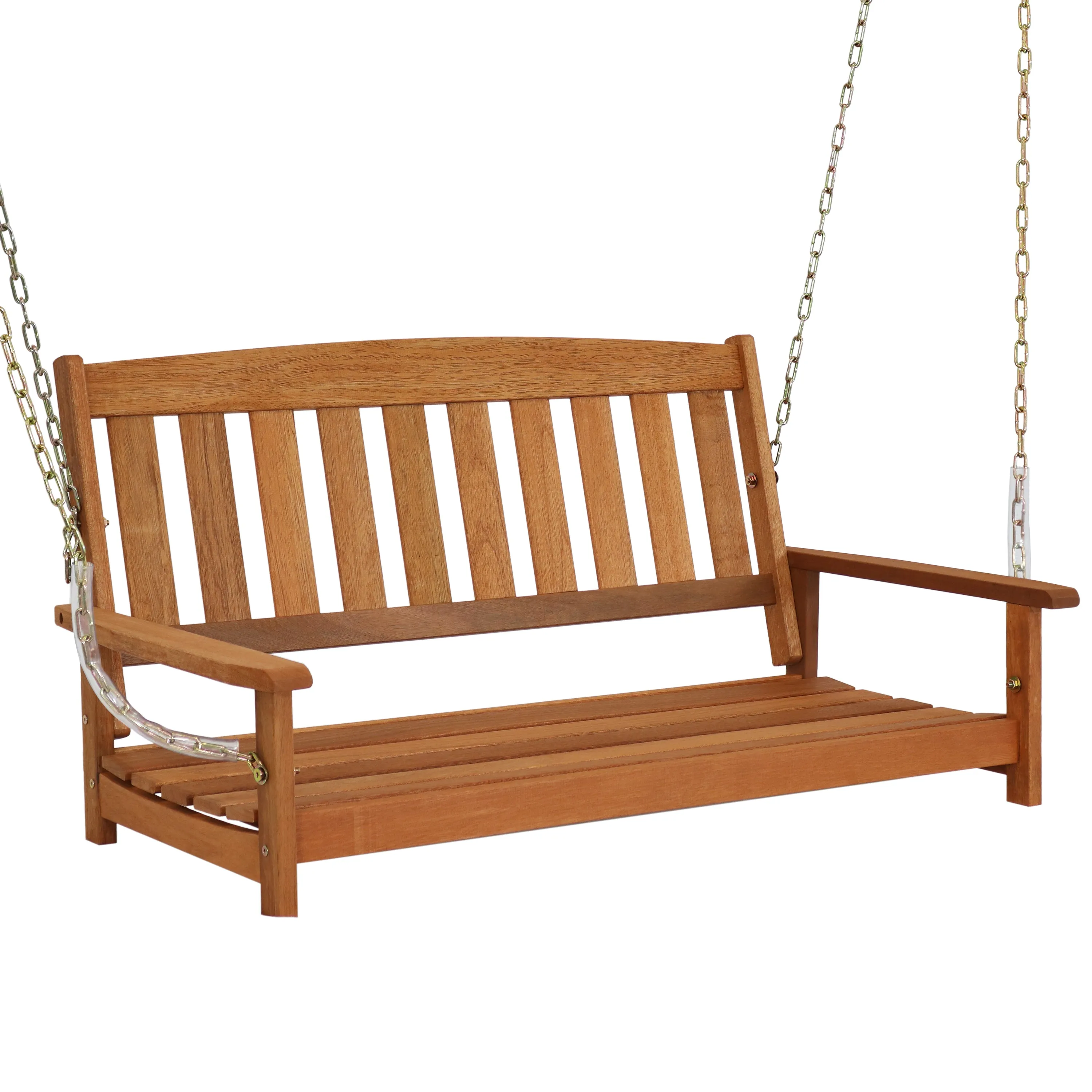 Sunnydaze 2-Person Wooden Porch Swing with Hanging Chains - 47" W