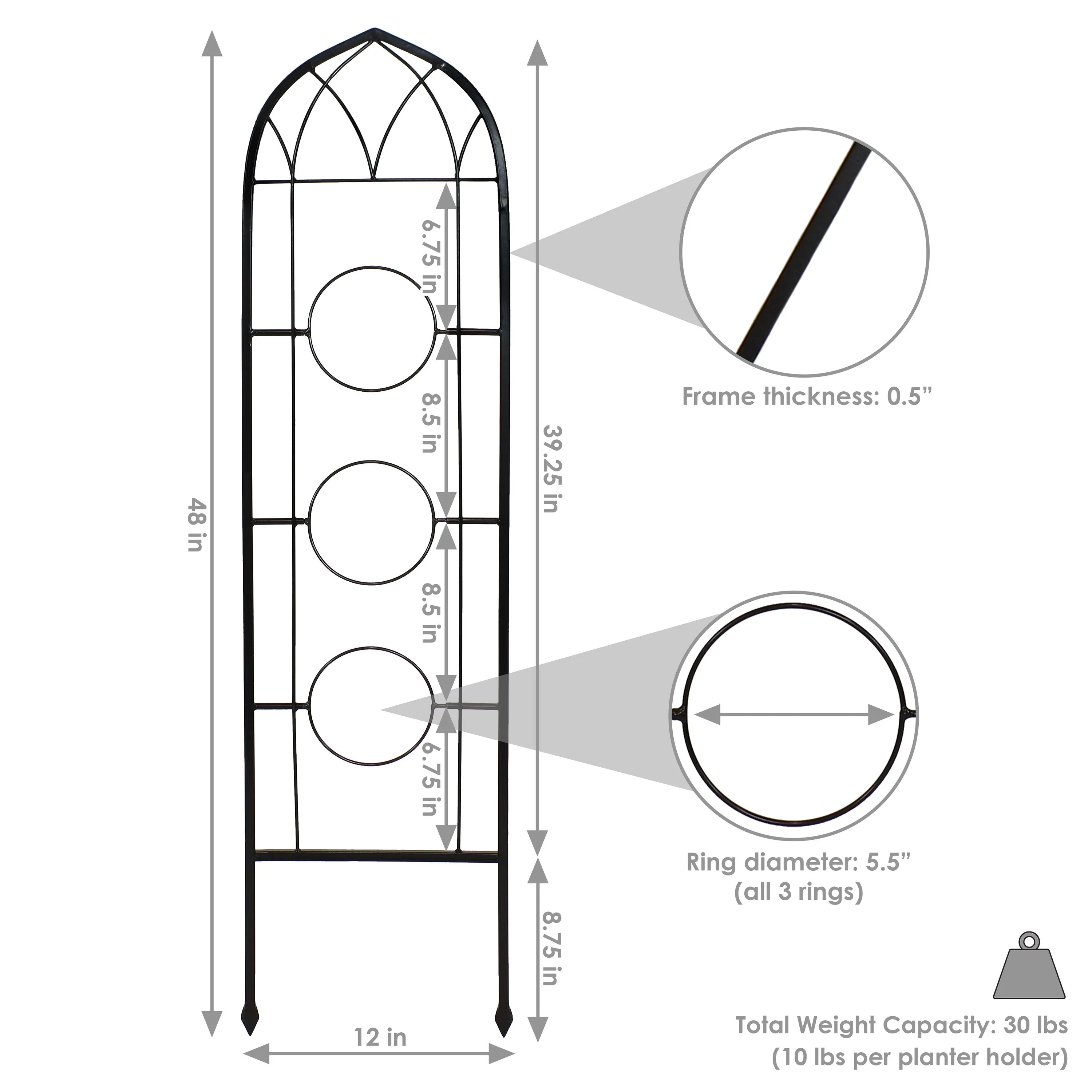 Sunnydaze 2-Piece Arched Garden Trellis with Folding Flowerpot Supports