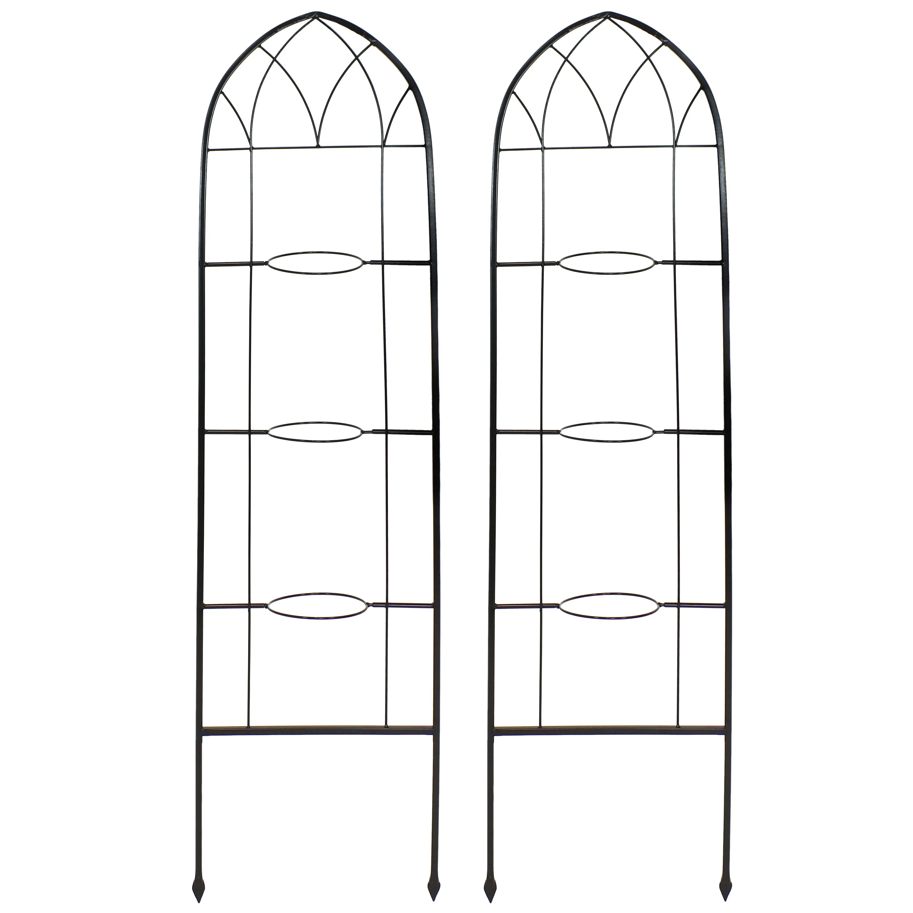 Sunnydaze 2-Piece Arched Garden Trellis with Folding Flowerpot Supports