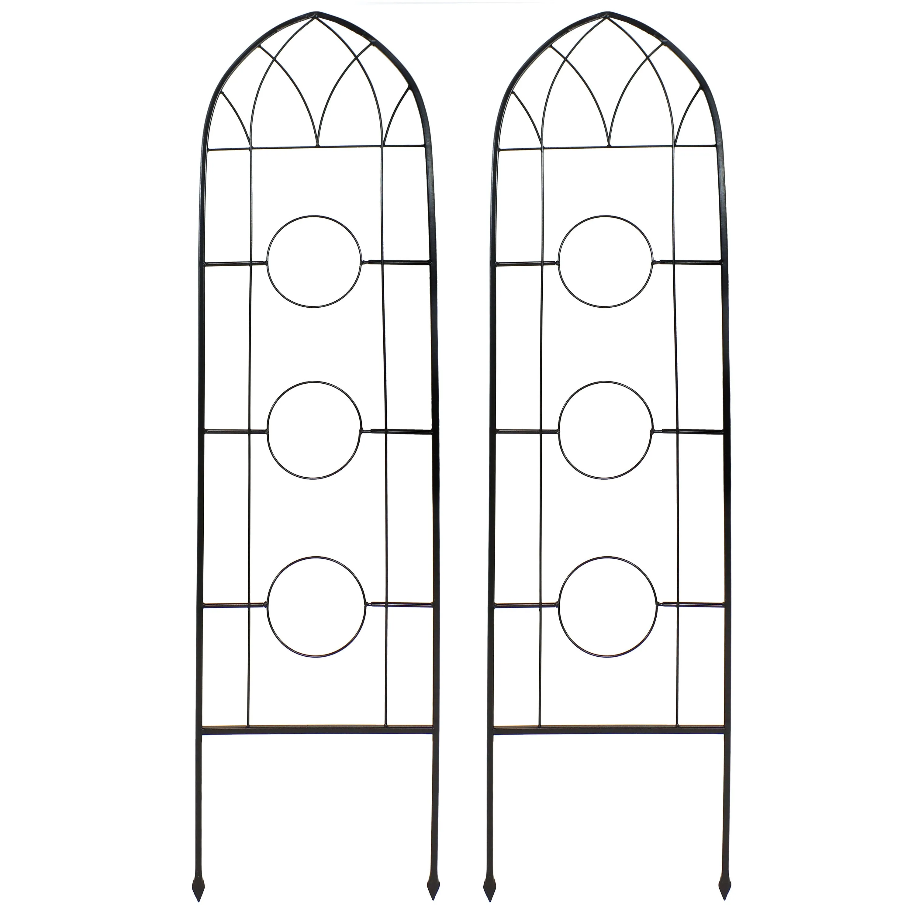 Sunnydaze 2-Piece Arched Garden Trellis with Folding Flowerpot Supports