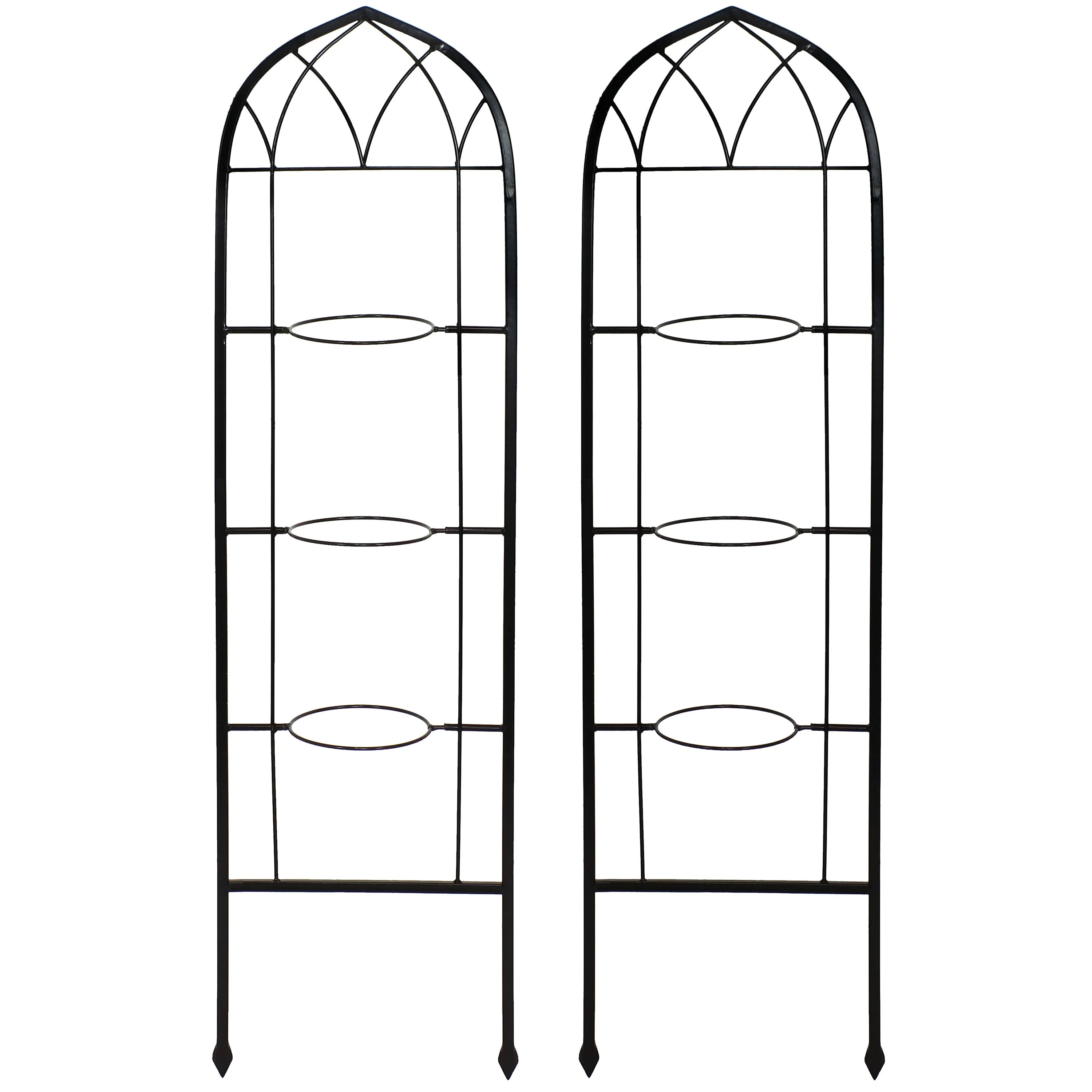 Sunnydaze 2-Piece Arched Garden Trellis with Folding Flowerpot Supports