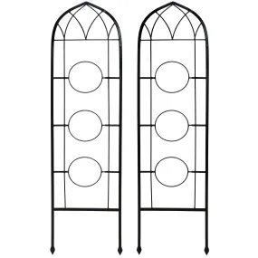 Sunnydaze 2-Piece Arched Garden Trellis with Folding Flowerpot Supports