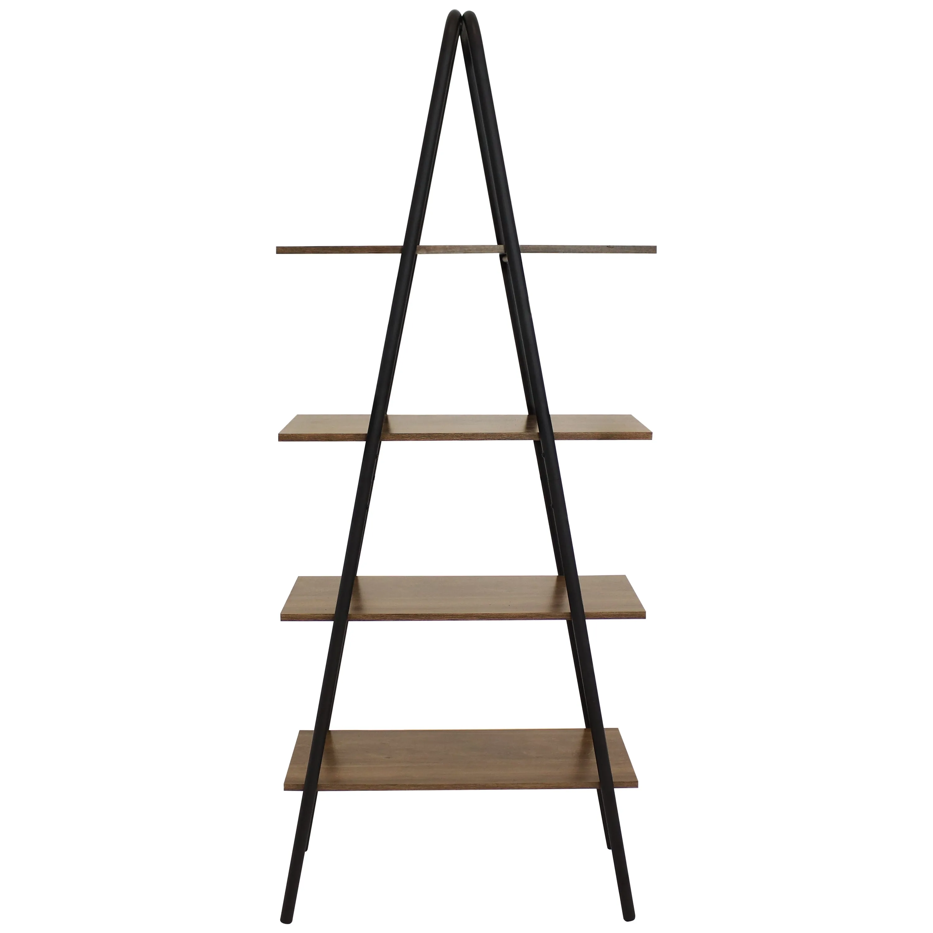 Sunnydaze 4-Tier Industrial Ladder Shelf - Brown