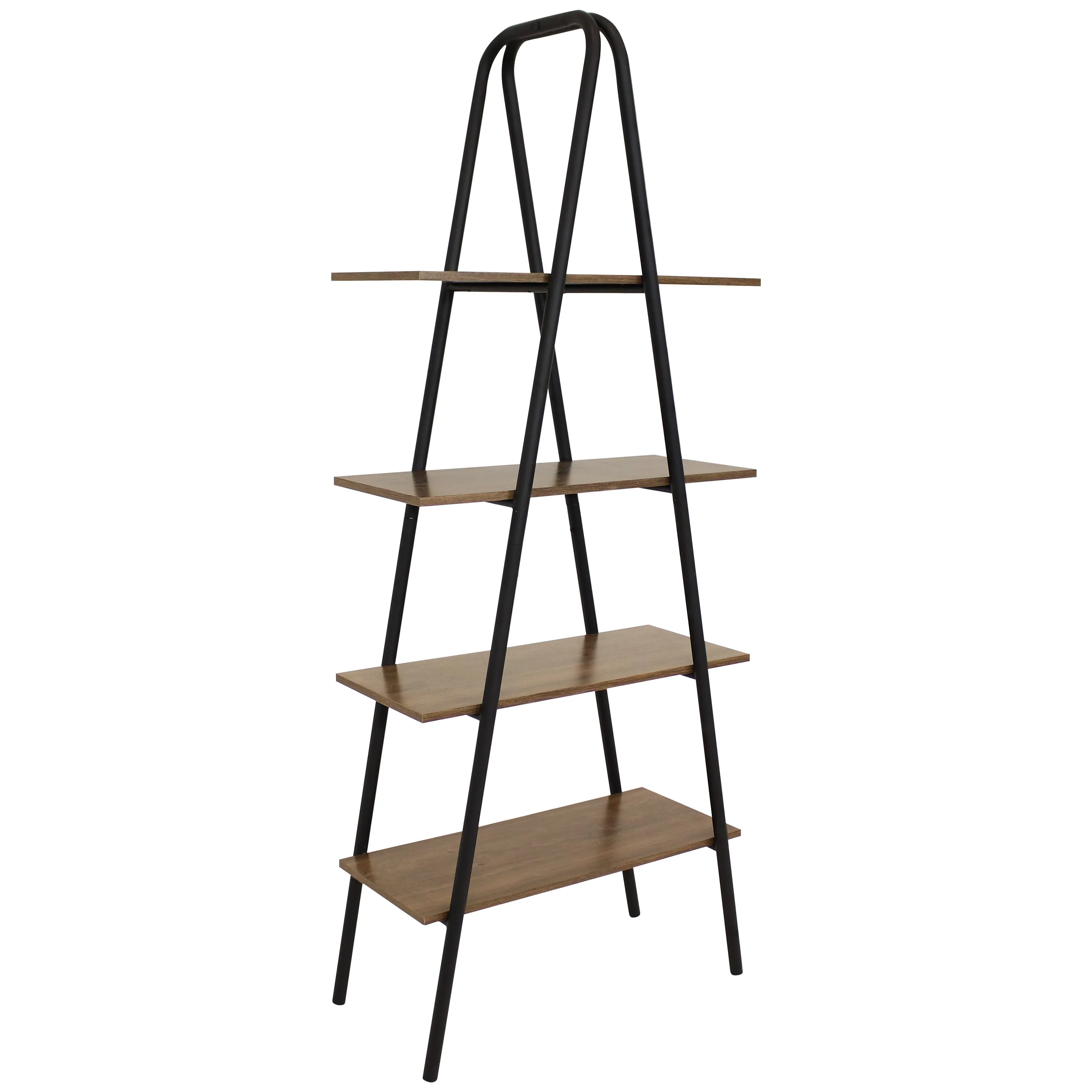 Sunnydaze 4-Tier Industrial Ladder Shelf - Brown