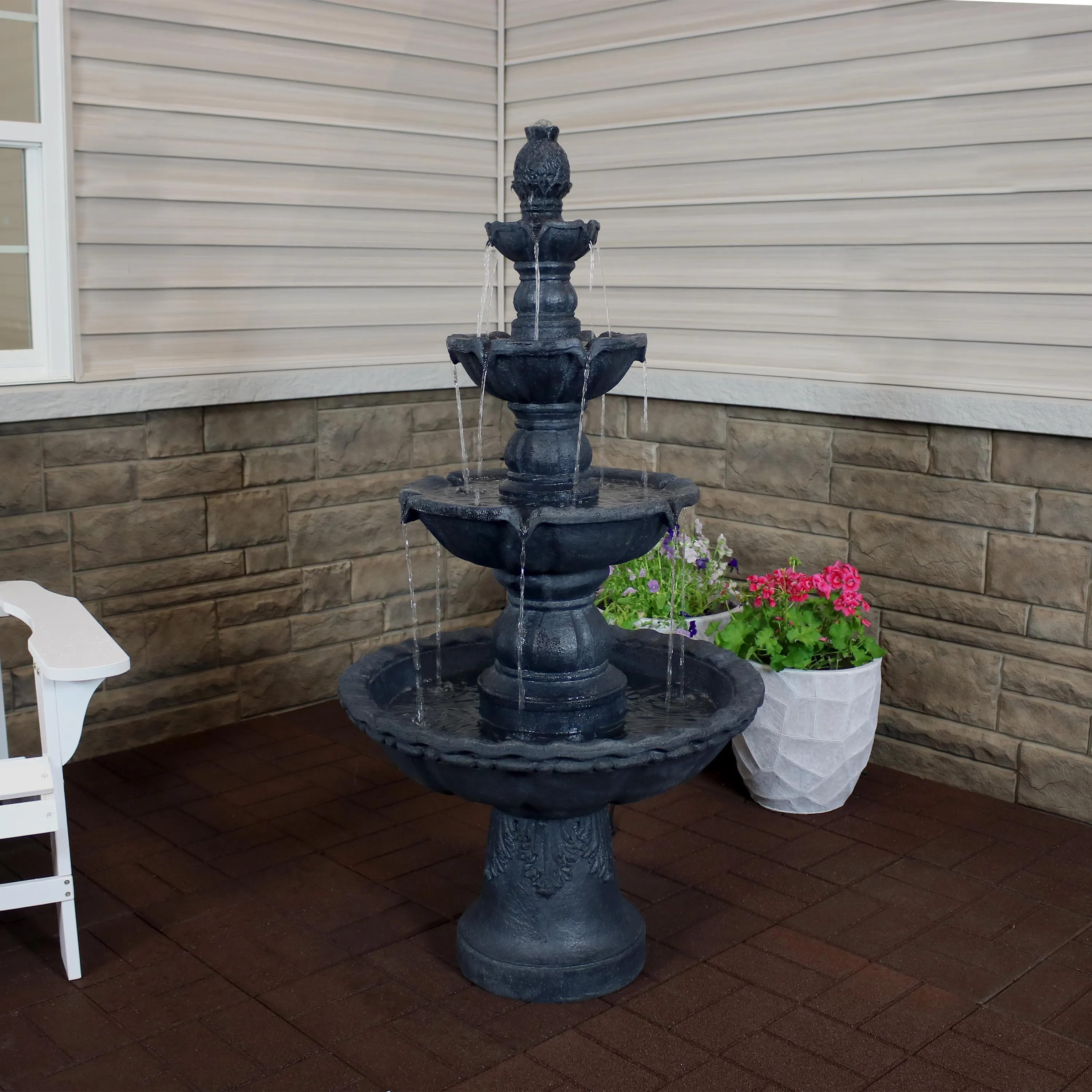 Sunnydaze 4-Tier Pineapple Outdoor Water Fountain - 52" H