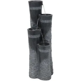 Sunnydaze 4-Tier Staggered Pillars Outdoor Fountain with Lights - 41"