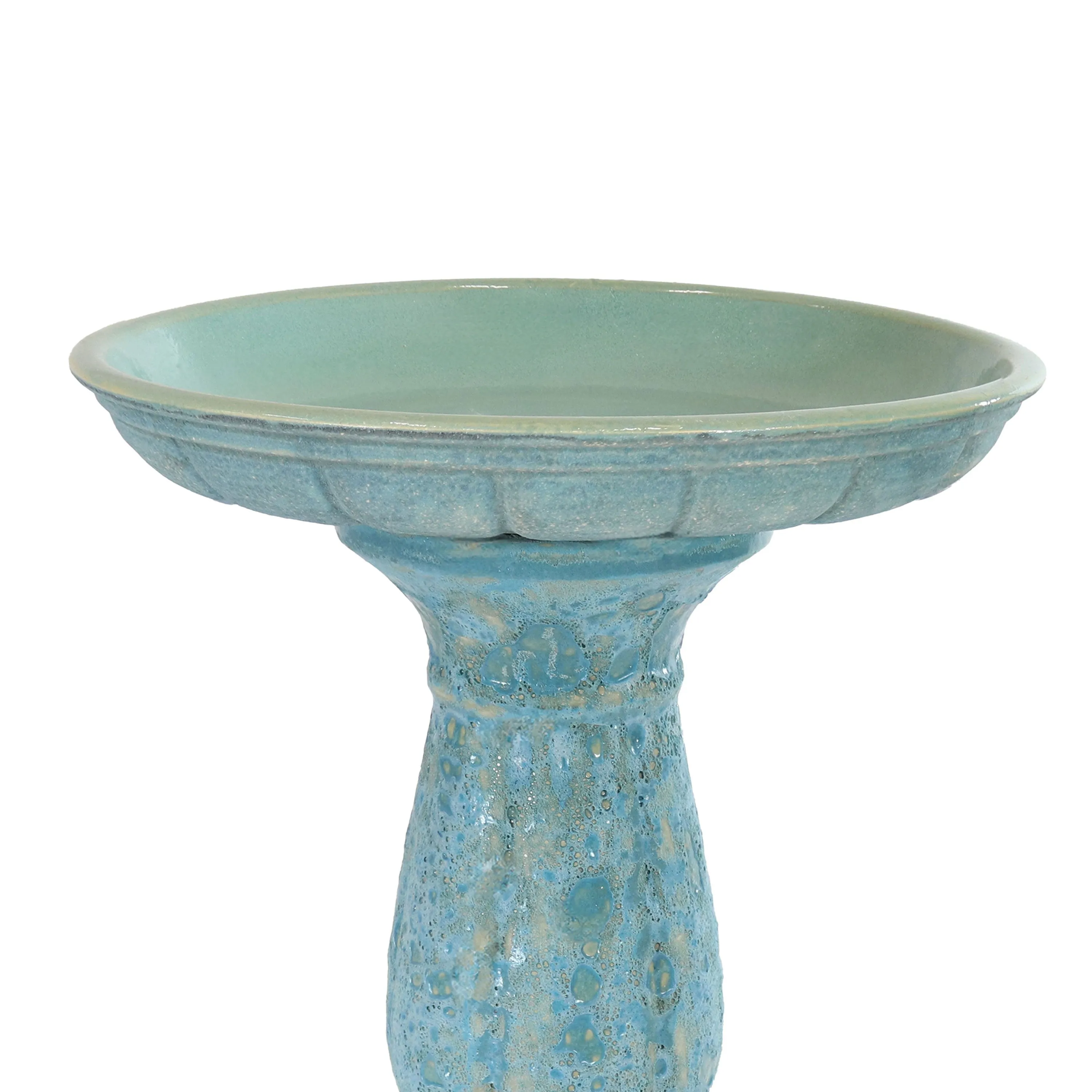 Sunnydaze Avignon Outdoor Ceramic Bird Bath - Blue Lava Finish - 18.75" H