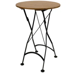 Sunnydaze Bar Height Folding European Chestnut Wood Round Table - 28" Round