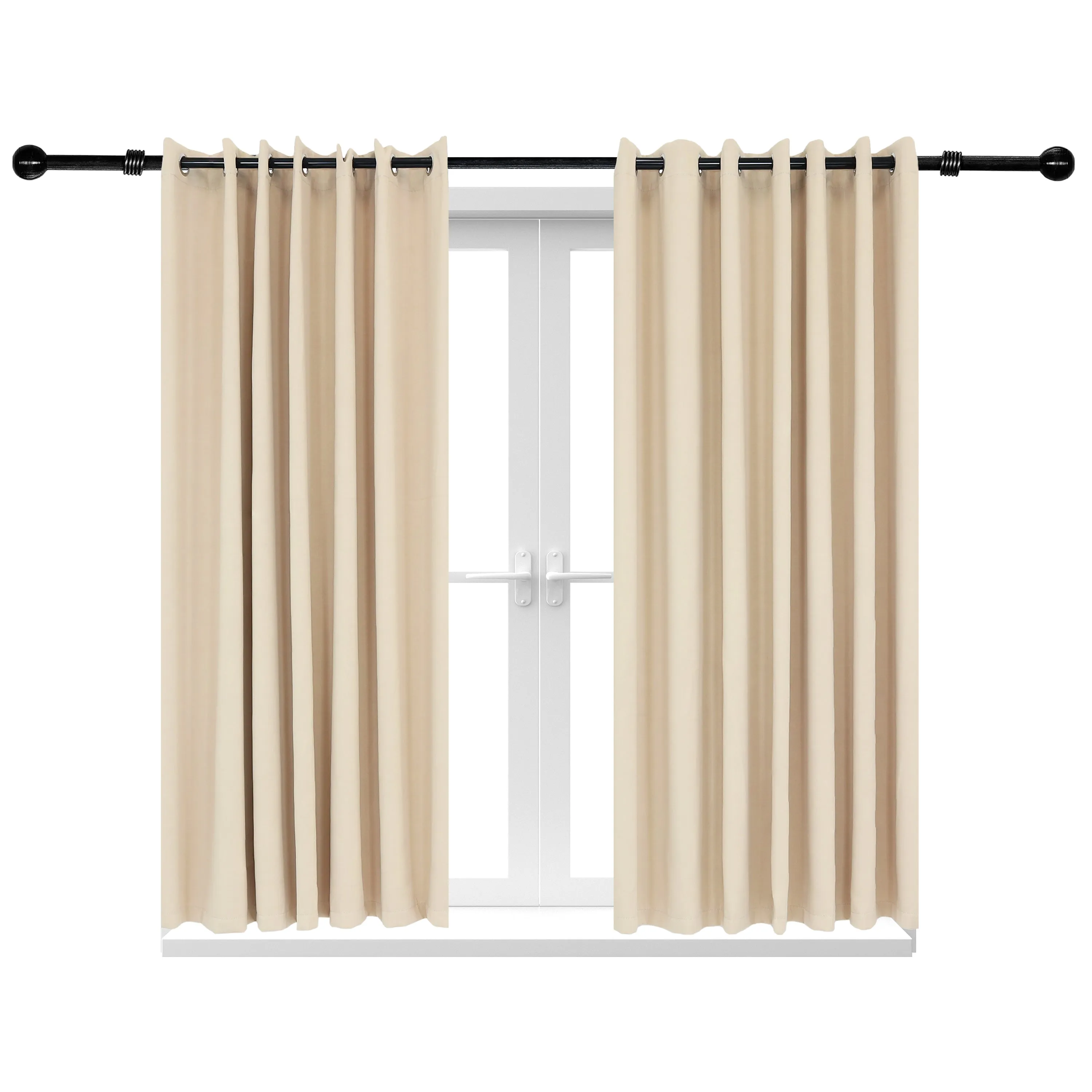 Sunnydaze Beige Outdoor Room Darkening Curtains