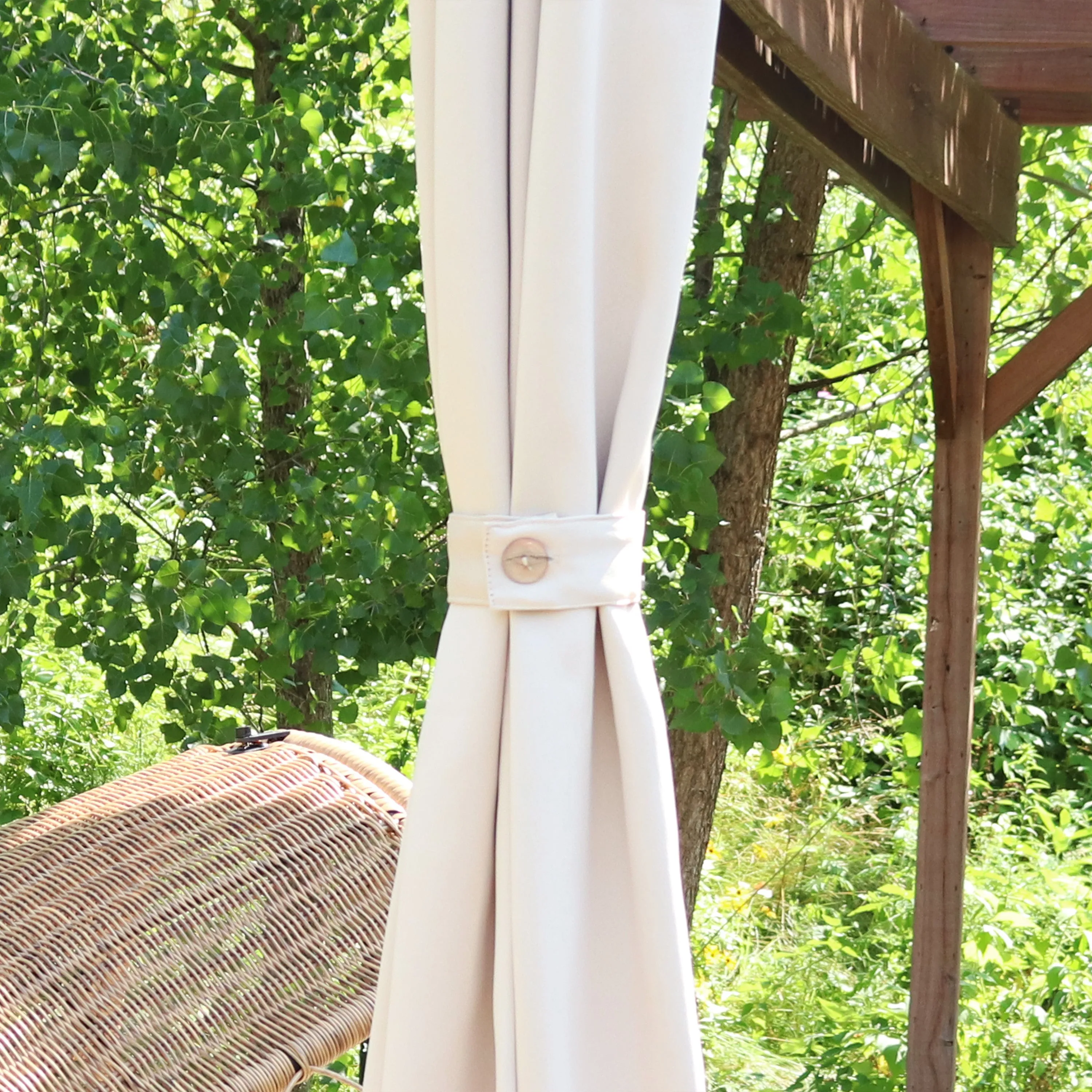 Sunnydaze Beige Outdoor Room Darkening Curtains