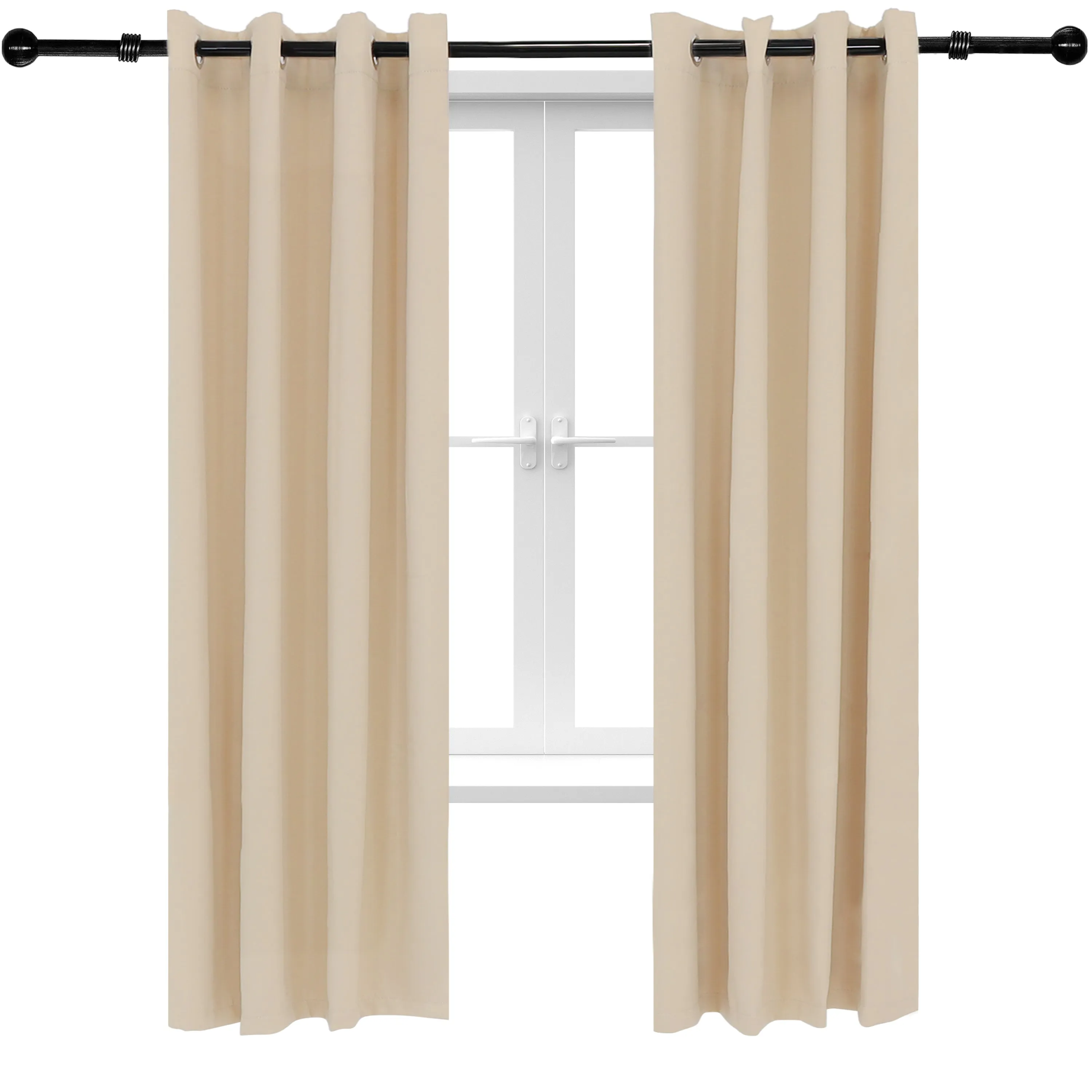 Sunnydaze Beige Outdoor Room Darkening Curtains