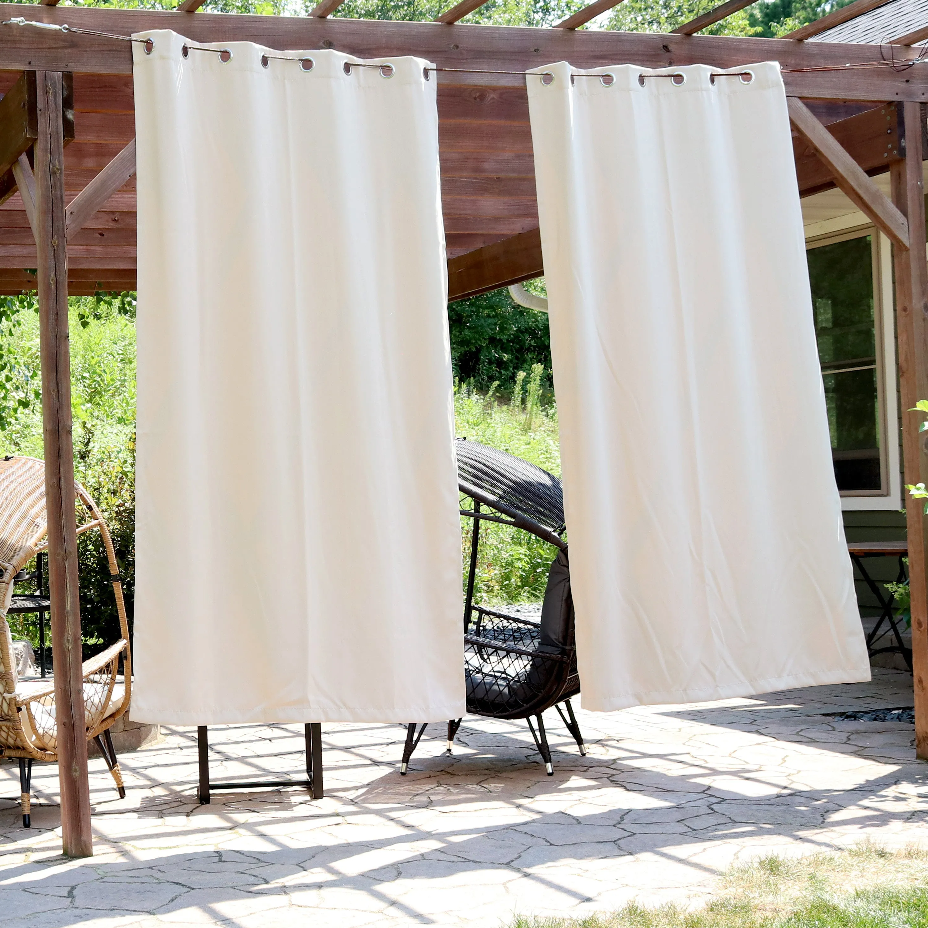 Sunnydaze Beige Outdoor Room Darkening Curtains