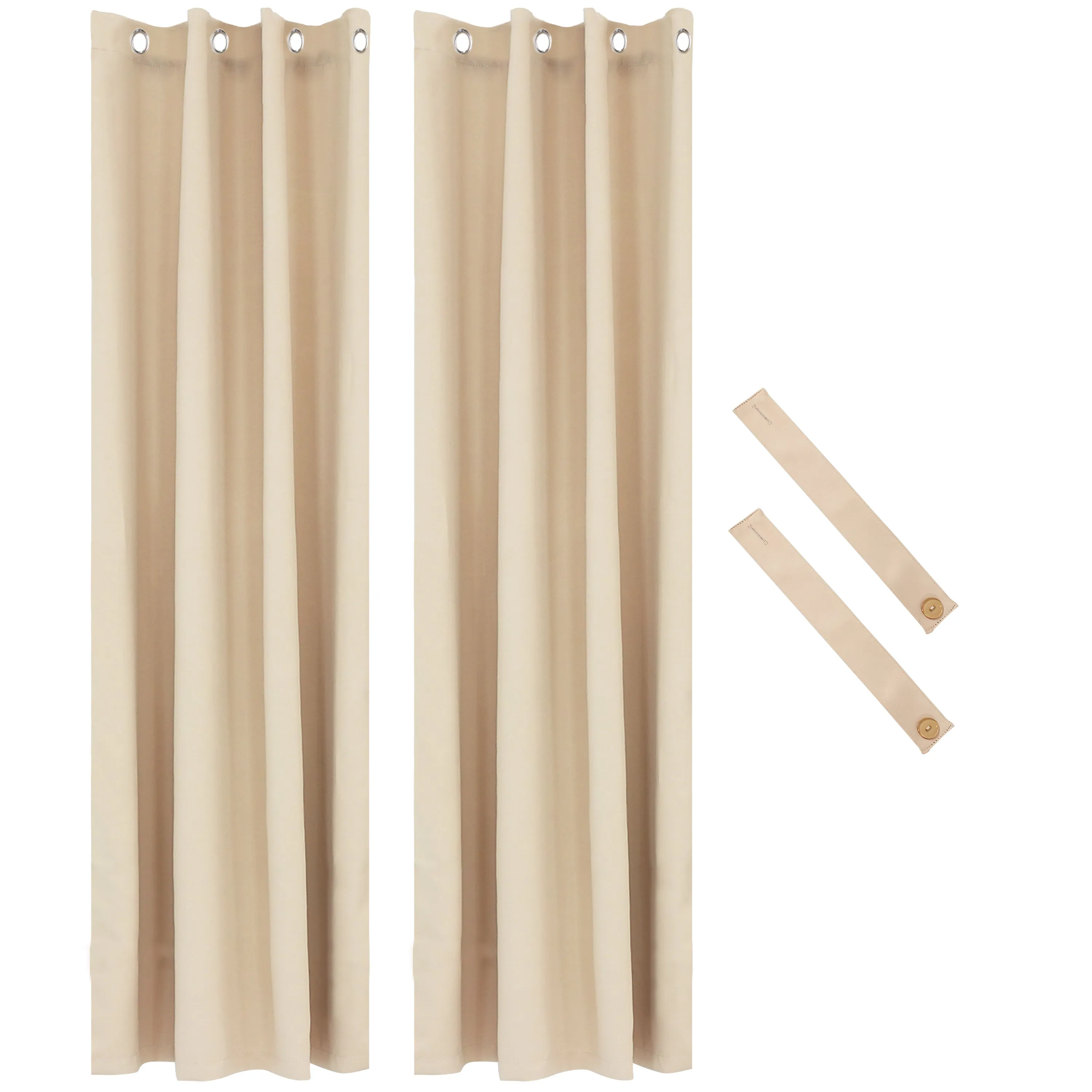 Sunnydaze Beige Outdoor Room Darkening Curtains